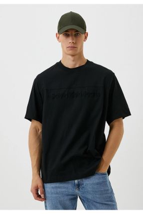 تی شرت مشکی مردانه ریلکس پنبه (نخی) کد 756121773