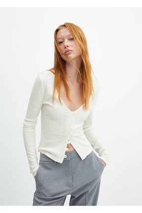 تیشرت سفید زنانه رگولار MANGO - کد 771252268