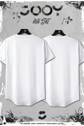 تی شرت سفید مردانه اسلیم فیت یقه گرد پنبه - پلی استر 2