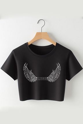 تیشرت مشکی زنانه کراپ Vordevia - کد 810883342