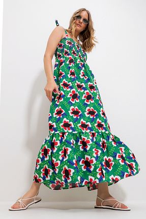 لباس سبز زنانه بافتنی Trend Alaçatı Stili - کد 809077502