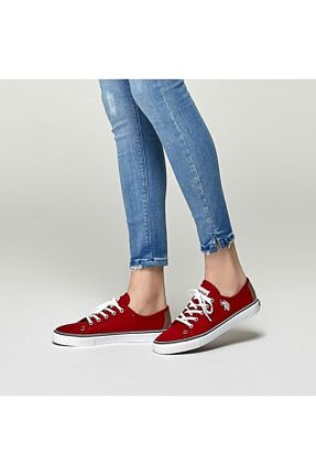 کفش اسنیکر قرمز زنانه بند دار U.S. Polo Assn. - کد 70731349