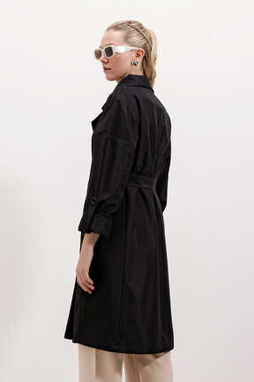 ترنچکت مشکی زنانه آستر دار Bigdart - کد 665598084