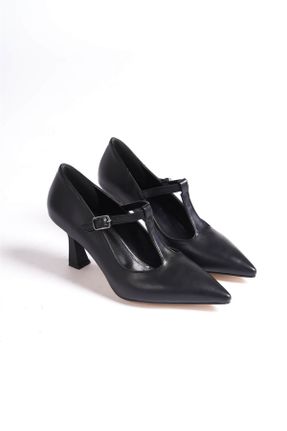 کفش پاشنه بلند کلاسیک مشکی زنانه چرم مصنوعی پاشنه نازک پاشنه متوسط ( 5 - 9 cm ) کد 811170582