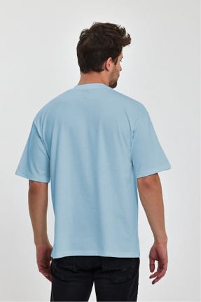 تی شرت بژ مردانه پنبه (نخی) اورسایز یقه گرد تکی کد 811181776