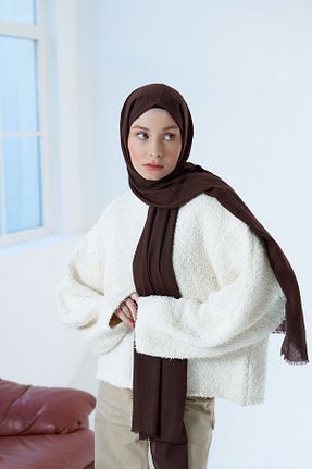 شال سرمه ای زنانه پنبه ای Modakaşmir - کد 812003450