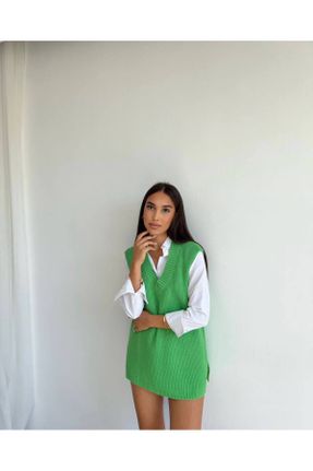 ژاکت سبز زنانه بافت رگولار کد 812071259