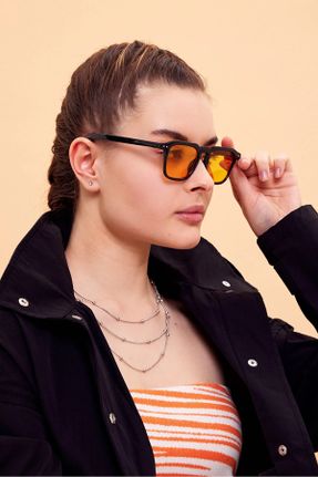 عینک آفتابی مشکی زنانه 50 UV400 استخوان مات هندسی کد 332107724