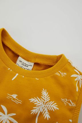 تی شرت زرد بچه گانه رگولار یقه گرد پنبه (نخی) تکی کد 713483298
