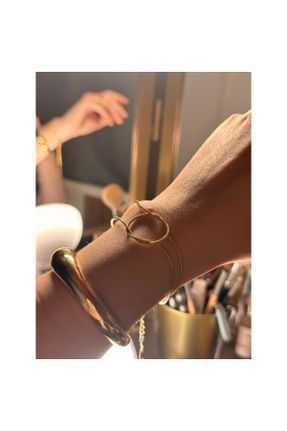 دستبند استیل طلائی زنانه فولاد ( استیل ) کد 811800932