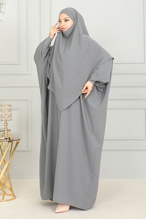 کلاه و ابایا طوسی زنانه بافتنی DİLNUVAR - کد 811864493