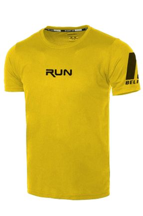 تی شرت زرد مردانه اسلیم پلی استر کد 811884507