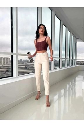 شلوار بژ زنانه پنبه ای TugsatTasarTekstil - کد 812041892