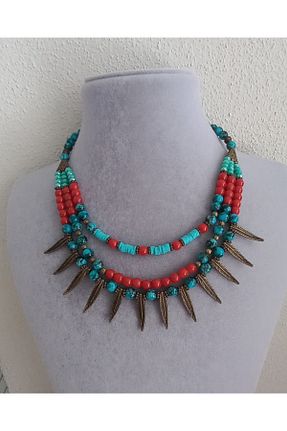 گردنبند جواهر سبز زنانه سنگ طبیعی İPAR AKSESUAR - کد 811846636