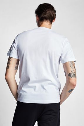 تی شرت سفید مردانه رگولار یقه گرد پارچه ای تکی بیسیک کد 220357263