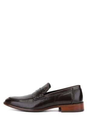کفش کلاسیک قهوه ای مردانه چرم طبیعی پاشنه کوتاه ( 4 - 1 cm ) پاشنه ضخیم کد 811392359