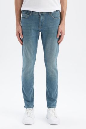 شلوار جین آبی مردانه پاچه تنگ اسلیم بلند کد 444514211