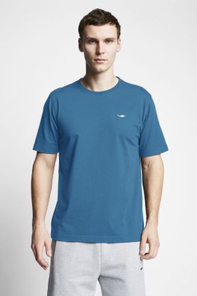 تی شرت آبی مردانه رگولار یقه گرد تکی کد 647064249