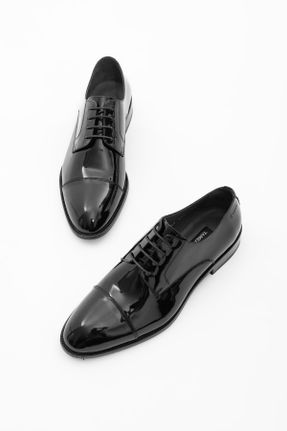 کفش کلاسیک مشکی مردانه چرم طبیعی پاشنه کوتاه ( 4 - 1 cm ) پاشنه ساده کد 80373065