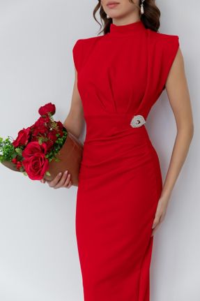 لباس قرمز زنانه بافتنی پلی استر قلمی کد 810062544