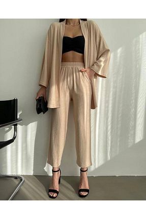 کیمونو و کافتان بژ زنانه پنبه ای MOONBULL - کد 811686554
