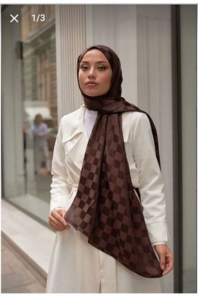 روسری قهوه ای پلی استر Nilbutik - کد 811760643