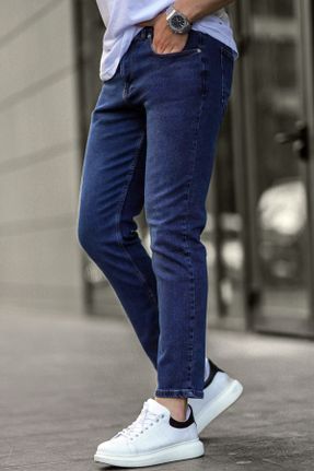 شلوار جین آبی مردانه پاچه ساده پنبه (نخی) ساده استاندارد کد 811801658
