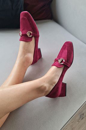کفش کلاسیک زرشکی زنانه پاشنه کوتاه (1 - 4 سانتی متر) Topukla Footwear - کد 812075403