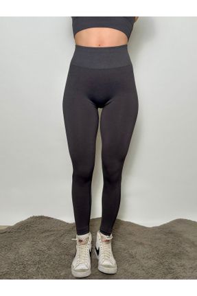 ساق شلواری طوسی زنانه لیکرا بافتنی فاق بلند کد 812008749