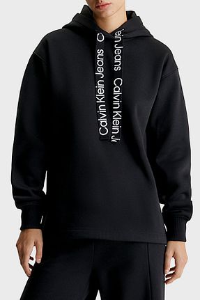 سوئیشرت مشکی زنانه ساده Calvin Klein - کد 766103412