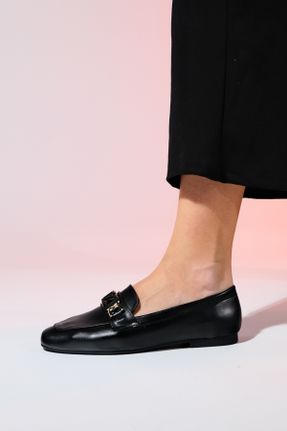کفش لوفر مشکی زنانه چرم مصنوعی پاشنه متوسط ( 5 - 9 cm ) کد 811859138