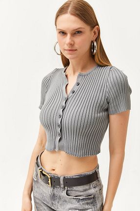 بلوز طوسی زنانه ساده Olalook - کد 812755093