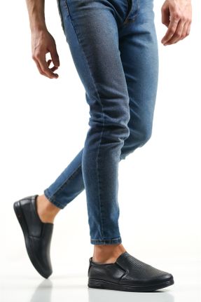 کفش کژوال مشکی مردانه چرم طبیعی پاشنه کوتاه ( 4 - 1 cm ) پاشنه ساده کد 812313811