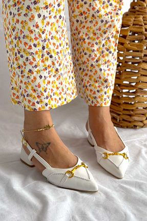 کفش کلاسیک سفید زنانه پاشنه کوتاه (1 - 4 سانتی متر) Shoebutik - کد 812316043