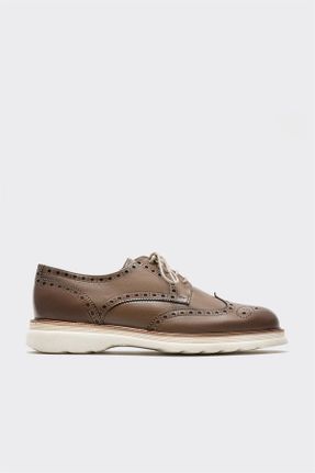 کفش کژوال قهوه ای مردانه چرم طبیعی پاشنه کوتاه ( 4 - 1 cm ) پاشنه ساده کد 812167710