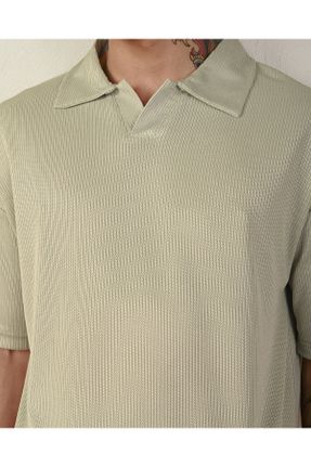 تی شرت سبز مردانه اورسایز مخلوط پلی استر یقه پیراهنی کد 812264603