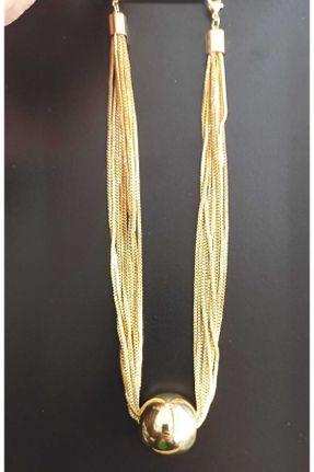 گردنبند استیل طلائی زنانه فولاد ( استیل ) کد 812819483