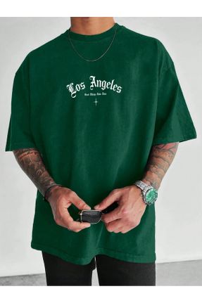 تی شرت سبز مردانه اورسایز یقه گرد پنبه (نخی) کد 812479257