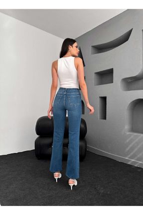 شلوار جین آبی زنانه پاچه لوله ای فاق بلند جین جوان کد 812362014