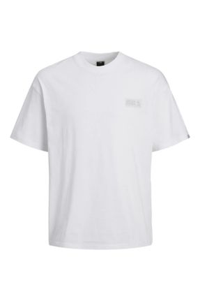 تی شرت سفید مردانه ریلکس یقه گرد کد 812374666