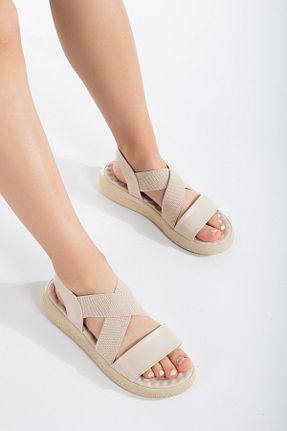 صندل بژ زنانه پاشنه تخت Mc vay Shoes - کد 812436882