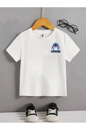 تی شرت سفید بچه گانه رگولار یقه گرد تکی جوان کد 812578978