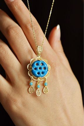 گردنبند نقره طلائی زنانه 925 عیار Roza Silver - کد 812613065