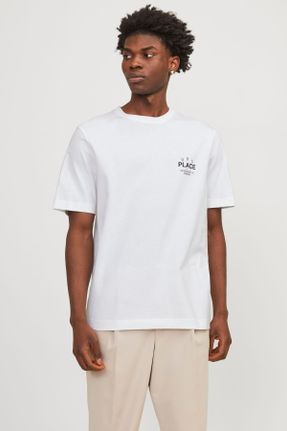 تی شرت سفید مردانه اورسایز یقه گرد تکی کد 812638029