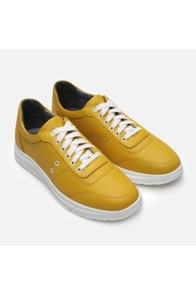 کفش اسنیکر زرد مردانه چرم طبیعی چرم طبیعی کد 812626886