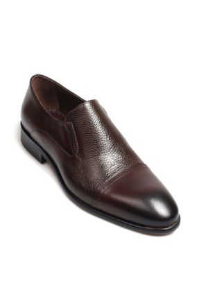 کفش کلاسیک قهوه ای مردانه چرم طبیعی پاشنه کوتاه ( 4 - 1 cm ) پاشنه ساده کد 812693274
