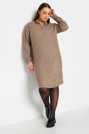 لباس سرمه ای زنانه ویسکون - پلی استر سایز بزرگ بافتنی کد 805739959