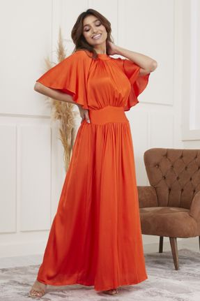 لباس نارنجی زنانه بافتنی Fitted آستین-بلند کد 812823924