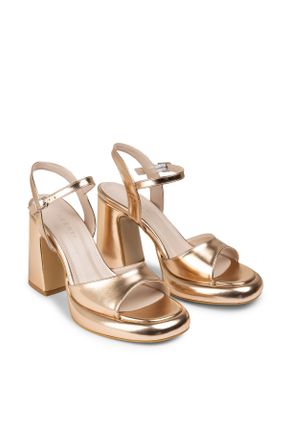 کفش مجلسی طلائی زنانه چرم مصنوعی پاشنه بلند ( +10 cm) پاشنه پلت فرم کد 812838086