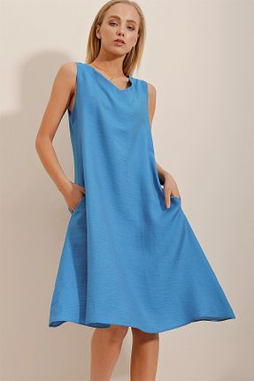 لباس سرمه ای زنانه بافتنی Trend Alaçatı Stili - کد 704795831